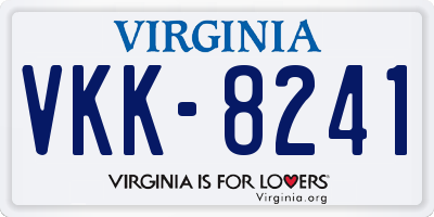 VA license plate VKK8241