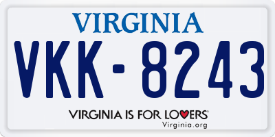 VA license plate VKK8243