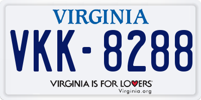 VA license plate VKK8288