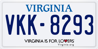 VA license plate VKK8293