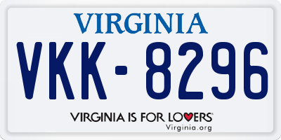 VA license plate VKK8296