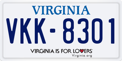 VA license plate VKK8301