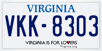 VA license plate VKK8303