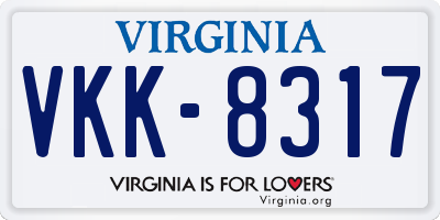 VA license plate VKK8317