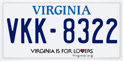 VA license plate VKK8322