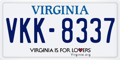 VA license plate VKK8337