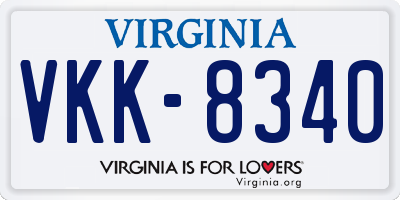 VA license plate VKK8340