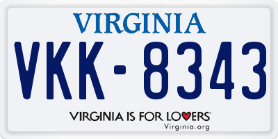 VA license plate VKK8343