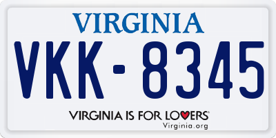 VA license plate VKK8345
