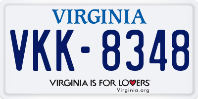 VA license plate VKK8348