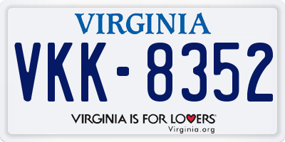 VA license plate VKK8352