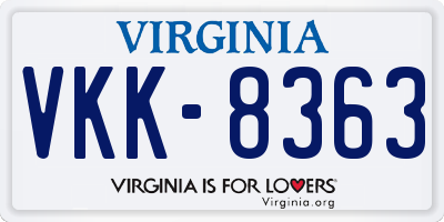 VA license plate VKK8363