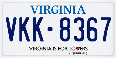 VA license plate VKK8367
