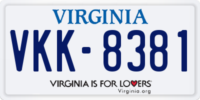 VA license plate VKK8381