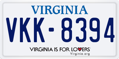 VA license plate VKK8394