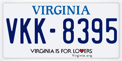 VA license plate VKK8395