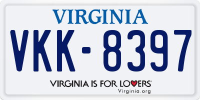 VA license plate VKK8397