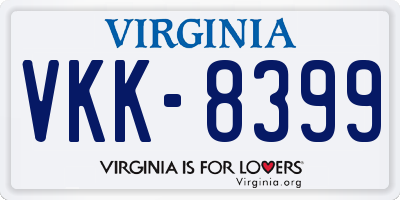VA license plate VKK8399