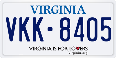 VA license plate VKK8405