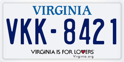 VA license plate VKK8421