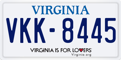 VA license plate VKK8445