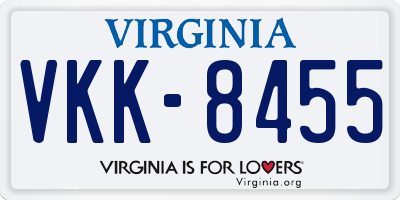 VA license plate VKK8455