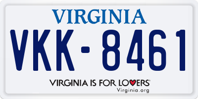 VA license plate VKK8461