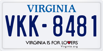 VA license plate VKK8481