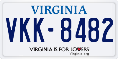 VA license plate VKK8482