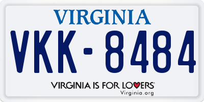 VA license plate VKK8484