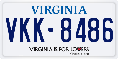 VA license plate VKK8486