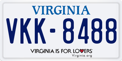 VA license plate VKK8488
