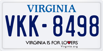 VA license plate VKK8498
