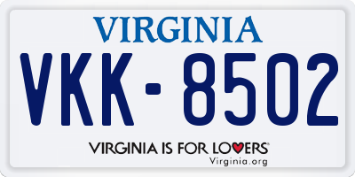 VA license plate VKK8502