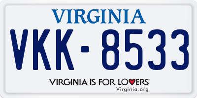 VA license plate VKK8533