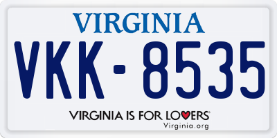 VA license plate VKK8535