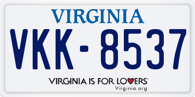 VA license plate VKK8537