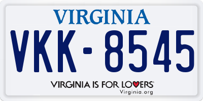 VA license plate VKK8545
