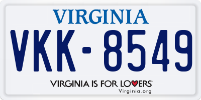 VA license plate VKK8549