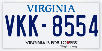 VA license plate VKK8554