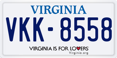 VA license plate VKK8558