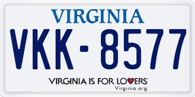 VA license plate VKK8577