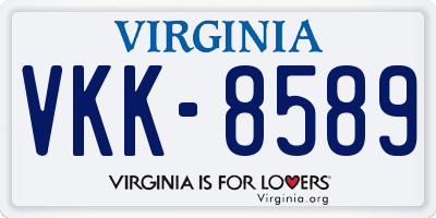 VA license plate VKK8589