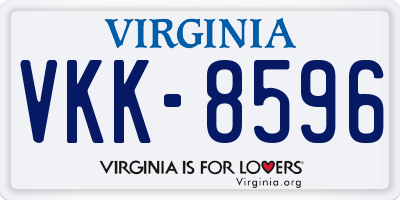 VA license plate VKK8596