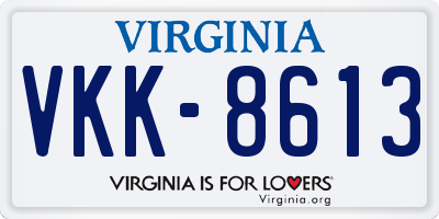 VA license plate VKK8613