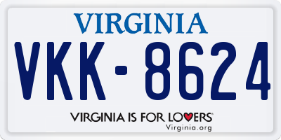 VA license plate VKK8624