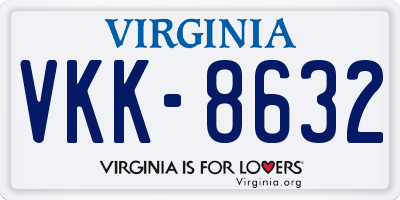 VA license plate VKK8632
