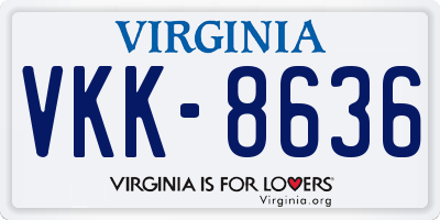VA license plate VKK8636