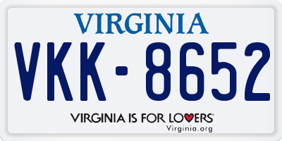 VA license plate VKK8652