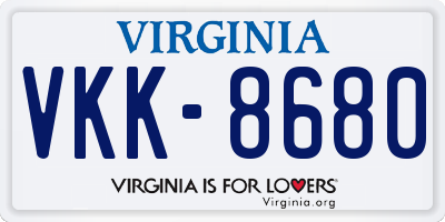 VA license plate VKK8680